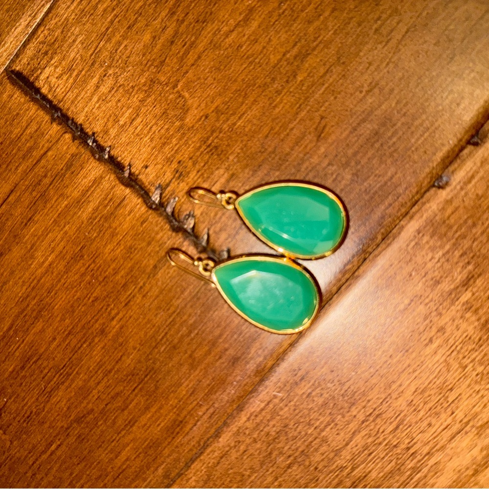 Banana Republic Gold and Green Teardrop Earrings